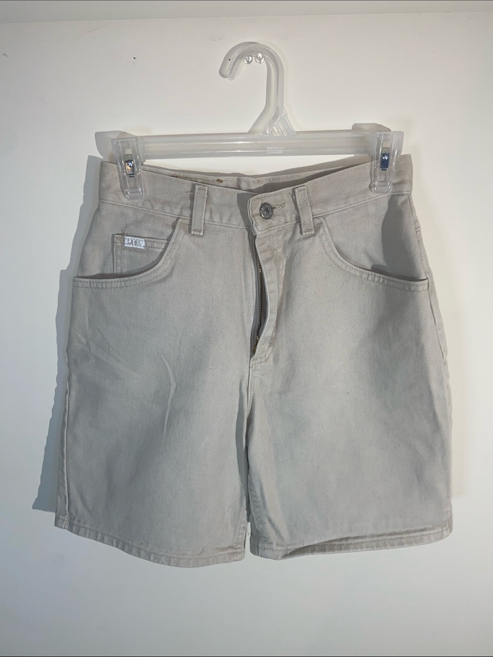 Vintage Lee Light Khaki Denim Shorts High Rise Size 8P See Measurements